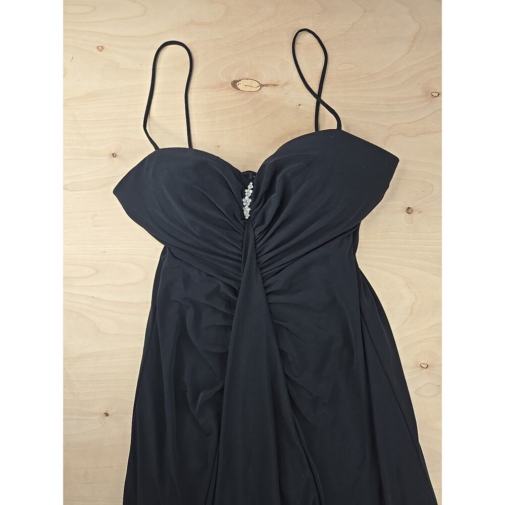 Onyx Nite Women Black Rhinestone Bling Formal Prom Vintage Y2K Dress Size 8